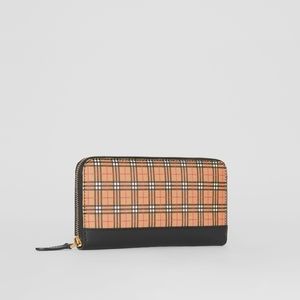 Burberry Small Check Zip Around Wallet